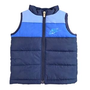 Nike Infant Boys Quilted Blue Ombre Puffer Vest Insulated Warm Sporty Prep 12 Mo